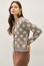 Heather Grey Vintage Floral Jacquard Sweater Cardigan