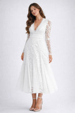 White Floral Embroidered Lace A-line Dress