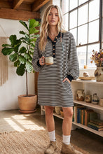 Black/White Striped Polo Shift Dress