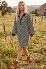 Black/White Striped Polo Shift Dress