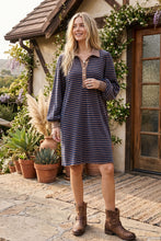 Navy/Brown Striped Polo Shift Dress