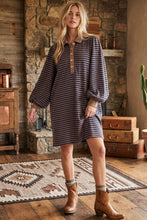 Navy/Brown Striped Polo Shift Dress