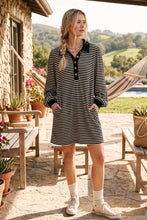 Black/White Striped Polo Shift Dress