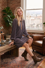 Navy/Brown Striped Polo Shift Dress