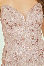 Dusty Rose Strapless Sweetheart Embellished Fit And Flare Dress