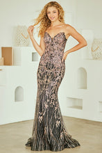 Black/Rose Strapless Sweetheart Embellished Fit And Flare Dress