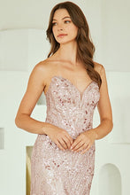 Dusty Rose Strapless Sweetheart Embellished Fit And Flare Dress