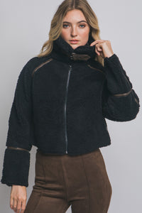 Black Faux Fur Trimmed Jacket