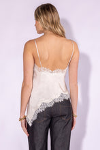 Champagne Lace Trim Detailed Asymmetric Hem Cami Satin Top