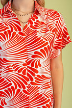 Orange Printed Button Up Tunic