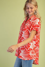 Orange Printed Button Up Tunic