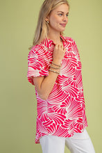 Fuchsia Printed Button Up Tunic
