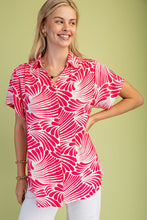 Fuchsia Printed Button Up Tunic