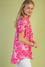 Fuchsia Printed Button Up Tunic