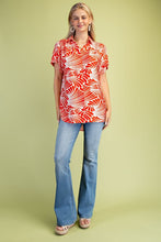 Orange Printed Button Up Tunic