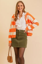 Orange/White Zip Up Cable Knit Hoodie