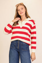 Cream/Red The Varsity Stripe Half-zip Sweater