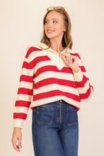 Cream/Red The Varsity Stripe Half-zip Sweater