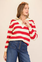 Cream/Red The Varsity Stripe Half-zip Sweater