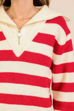 Cream/Red The Varsity Stripe Half-zip Sweater