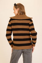Tan/Black The Varsity Stripe Half-zip Sweater