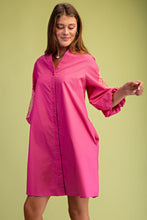 Fuchsia Embroidered 3/4 Length Balloon Sleeve Dress