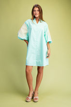 Mint Embroidered 3/4 Length Balloon Sleeve Dress