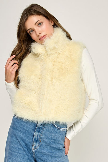 Butter Yellow Cloudy Fur Vest