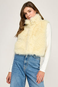 Butter Yellow Cloudy Fur Vest