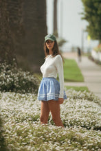 Off White Pointelle Long Sleeve Round Collar Knit Top