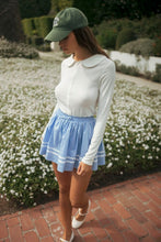 Off White Pointelle Long Sleeve Round Collar Knit Top