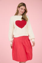Ivory Heart Jacquard Crew Neck Knit Pullover Sweater