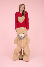 Red Heart Jacquard Crew Neck Knit Pullover Sweater