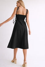 Black Linen Midi Dress With Corset Bodice