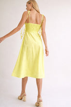 Yellow Linen Midi Dress With Corset Bodice