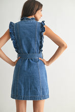 Medium Sleeveless Denim Dress With Ruffle Details