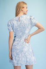 Pale Blue Floral Paisley Print Mini Dress