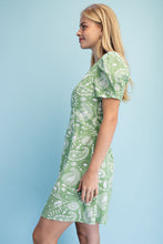 Seafoam Floral Paisley Print Mini Dress