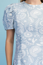 Pale Blue Floral Paisley Print Mini Dress