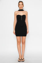 Black Strapless Bodycon Solid Mesh Mini Dress