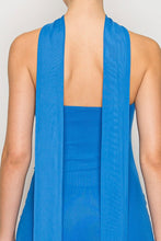 Blue Strapless Bodycon Solid Mesh Mini Dress