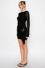Black Long Sleeve Lace Mini Dress