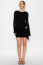 Black Long Sleeve Lace Mini Dress