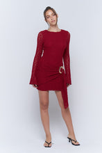 Burgundy Long Sleeve Lace Mini Dress