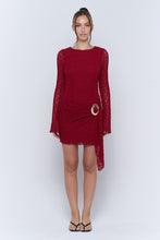 Burgundy Long Sleeve Lace Mini Dress