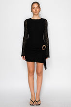 Black Long Sleeve Lace Mini Dress