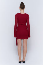 Burgundy Long Sleeve Lace Mini Dress