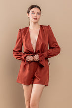 Brick Ruffle Hem V Neck Self Tie At Waist Romper
