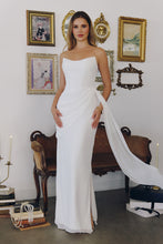 Off White Serena Draped Chiffon Maxi Dress