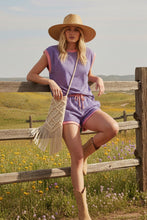 Pink/Royal Striped Knit Top And Shorts Lounge Set